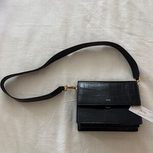 JW Pei Mini Crossbody – Black Croc, Like New
